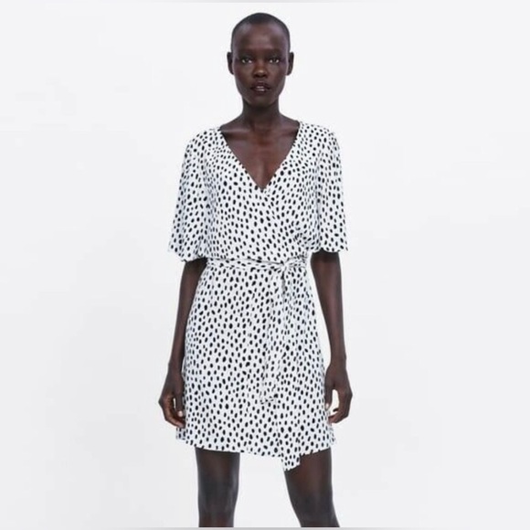 Zara Tied Polka Dot Dress Size M - Picture 1 of 11
